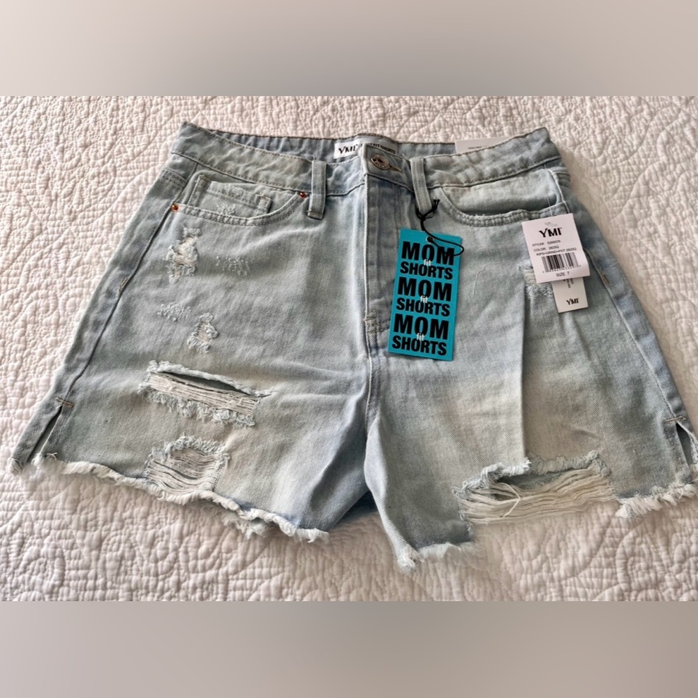 YMI Light Wash Distressed Jean Shorts